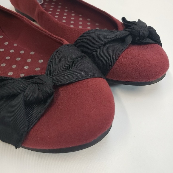 SO Authentic American Heritage Women’s Ballet Flats Size 9 Maroon w/ Black Bows - Picture 3 of 14